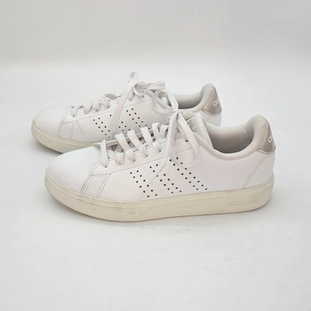 Adidas Advantage 2.0 White Metallic Heel Sneakers Women’s 6 Classic Casual Stree